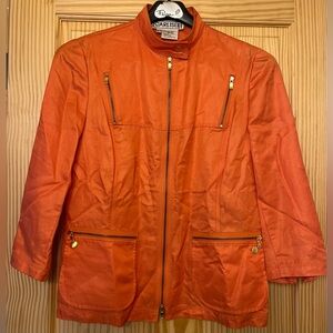 Carlisle Coral-Orange Zip Front Jacket, size 10.